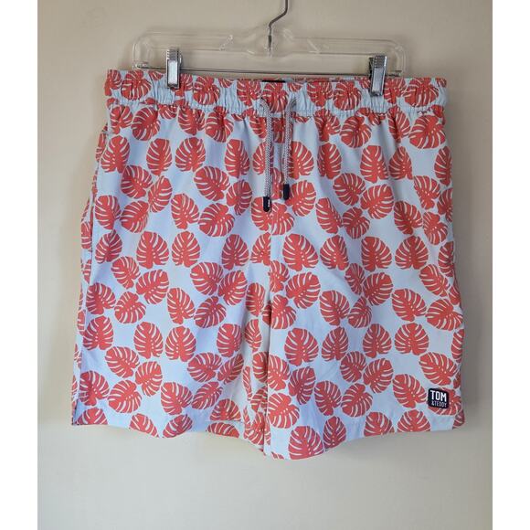 Tom & Teddy Men's Swim Trunks Ahorts Blue Orange Palms XL - Picture 1 of 12